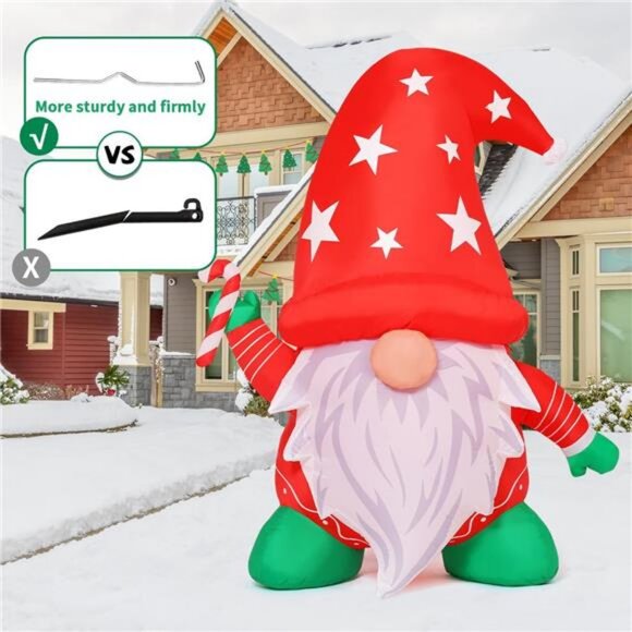 4FT Tall Christmas Inflatables Outdoor Decorations, Xmas Blow Up Gnomes - Picture 5 of 7